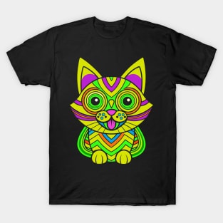 Trippy Cat Psychedelic Vibrant T-Shirt
